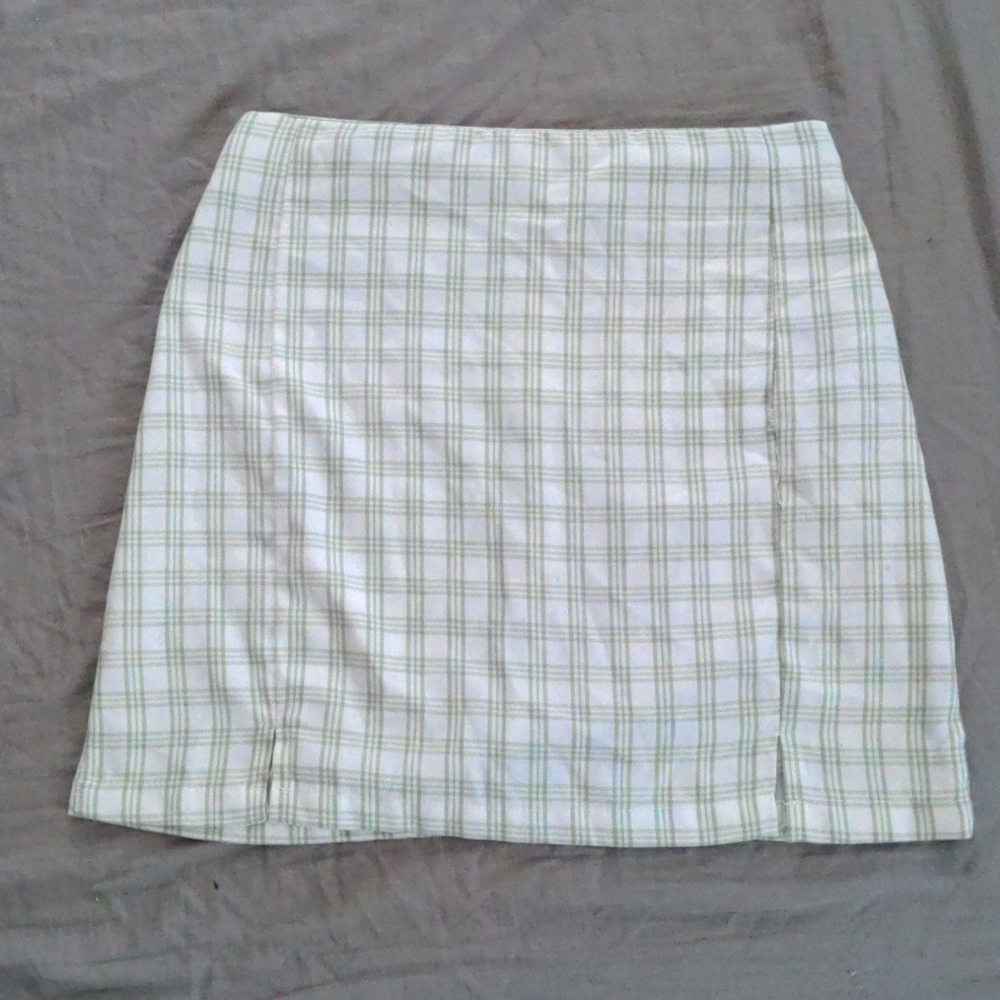 Shein Green Plaid Mini Skirt - Small